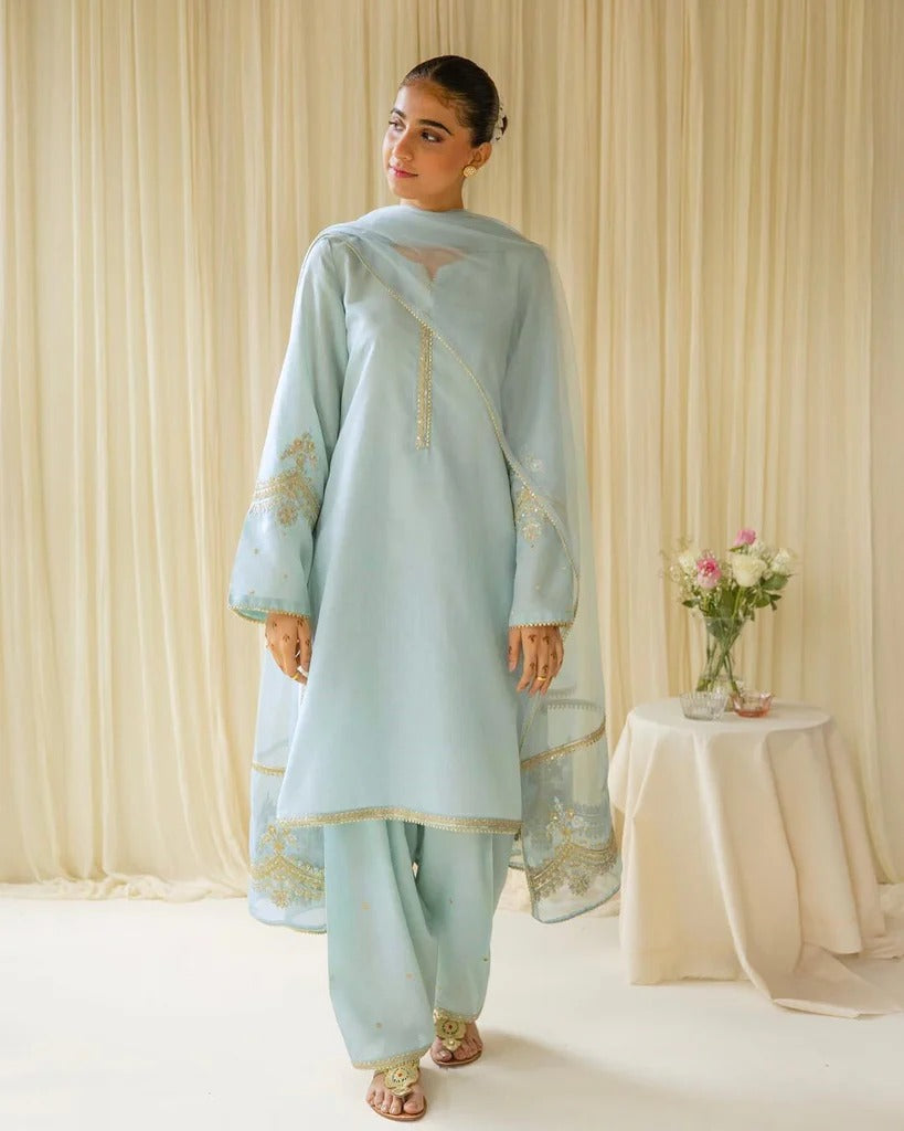 Ocean Grace | Classic 3-Pc Stitched Embroidered Dress