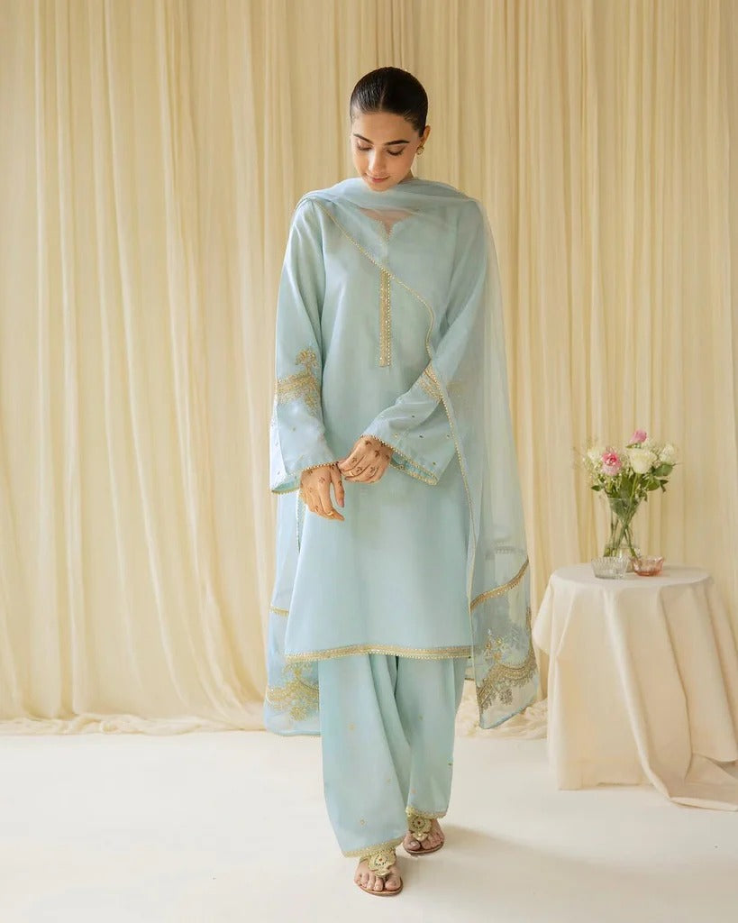 Ocean Grace | Classic 3-Pc Stitched Embroidered Dress