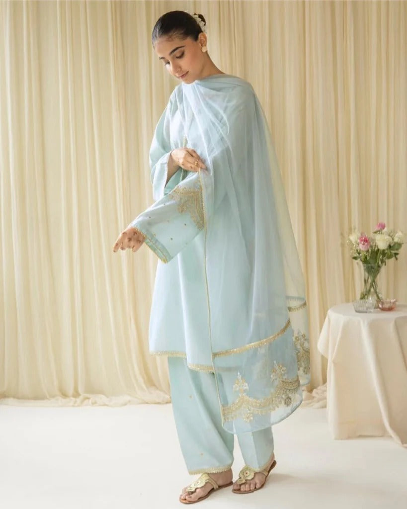 Ocean Grace | Classic 3-Pc Stitched Embroidered Dress