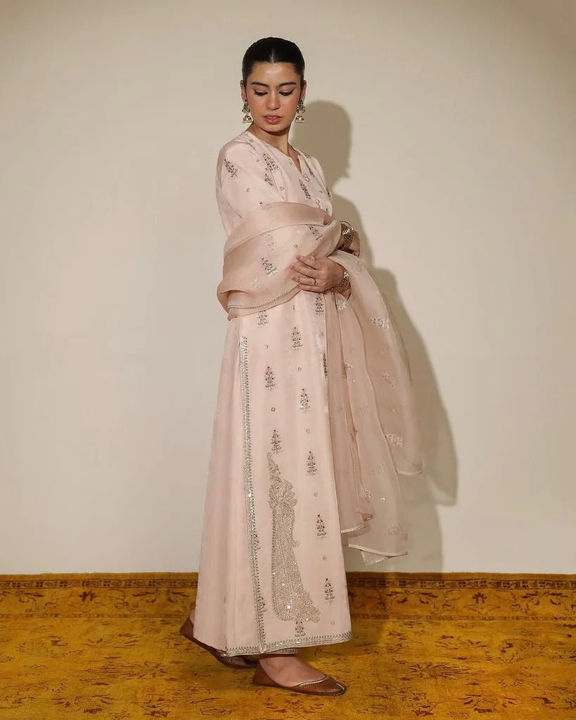 3-Piece Embroidered Stitched Ensemble | Pink Lily