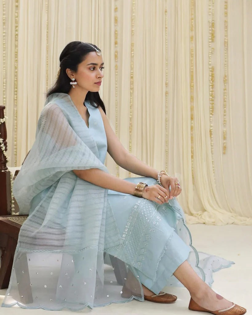 Premium 3-Pc Embroidered Stitched Outfit | Icy Bloom