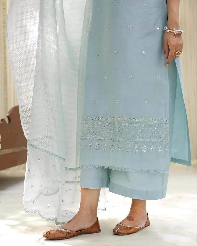 Premium 3-Pc Embroidered Stitched Outfit | Icy Bloom