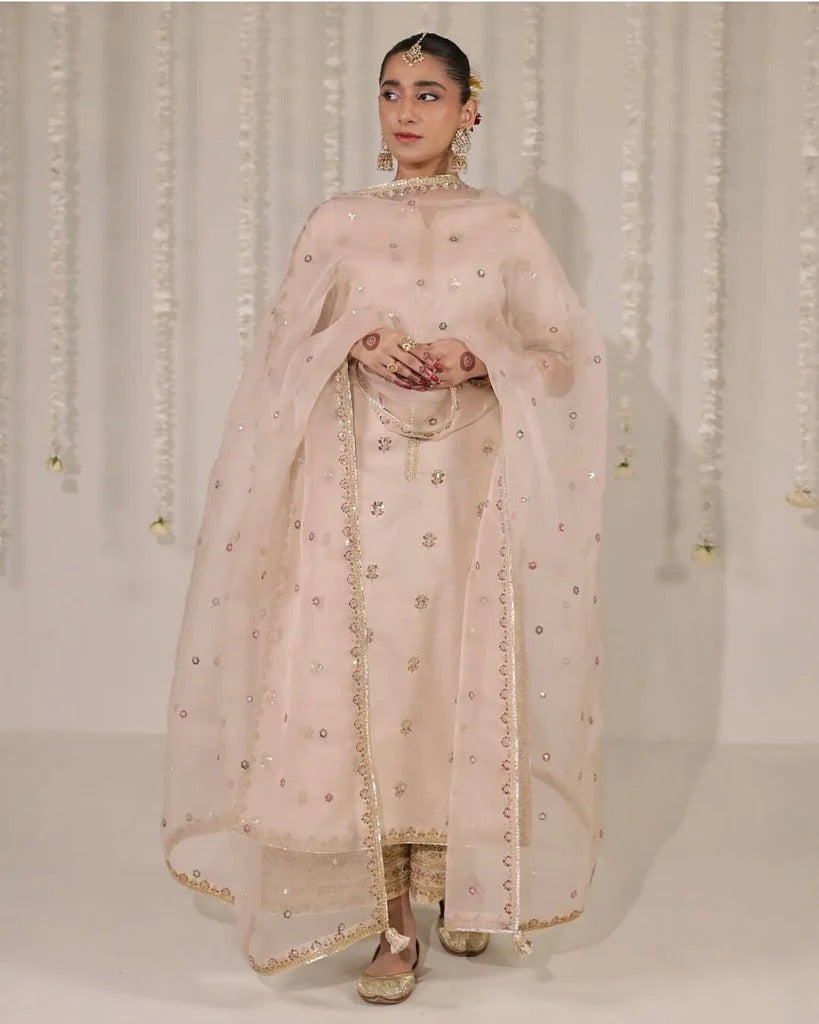 Stitched Embroidered 3-Pc Ensemble |Rosewood