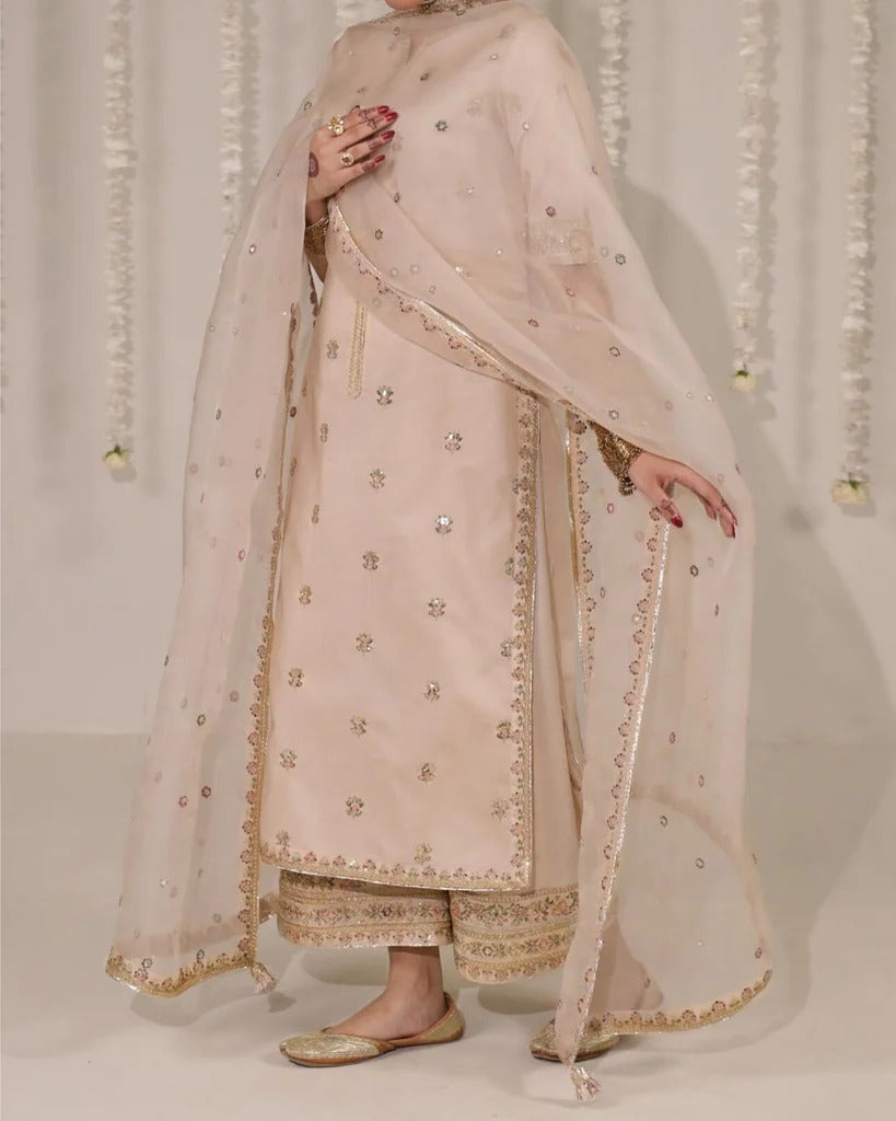 Stitched Embroidered 3-Pc Ensemble |Rosewood