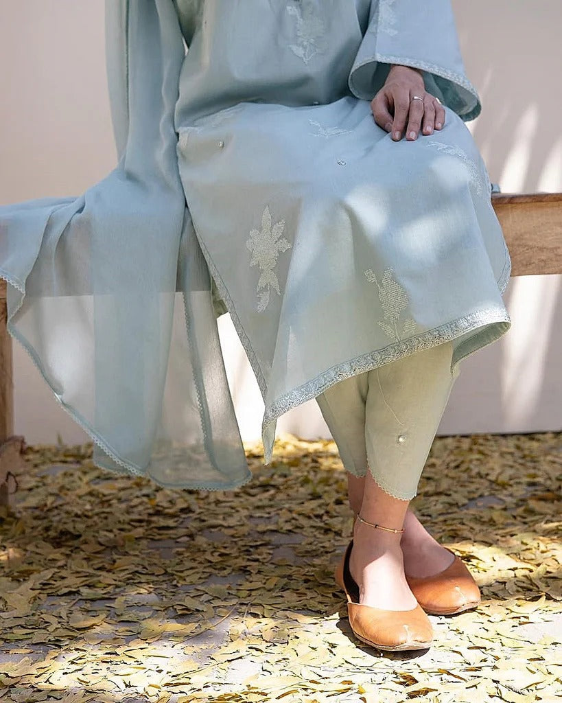 Stitched Embroidered 3-Pc Ensemble | Moon Blossom