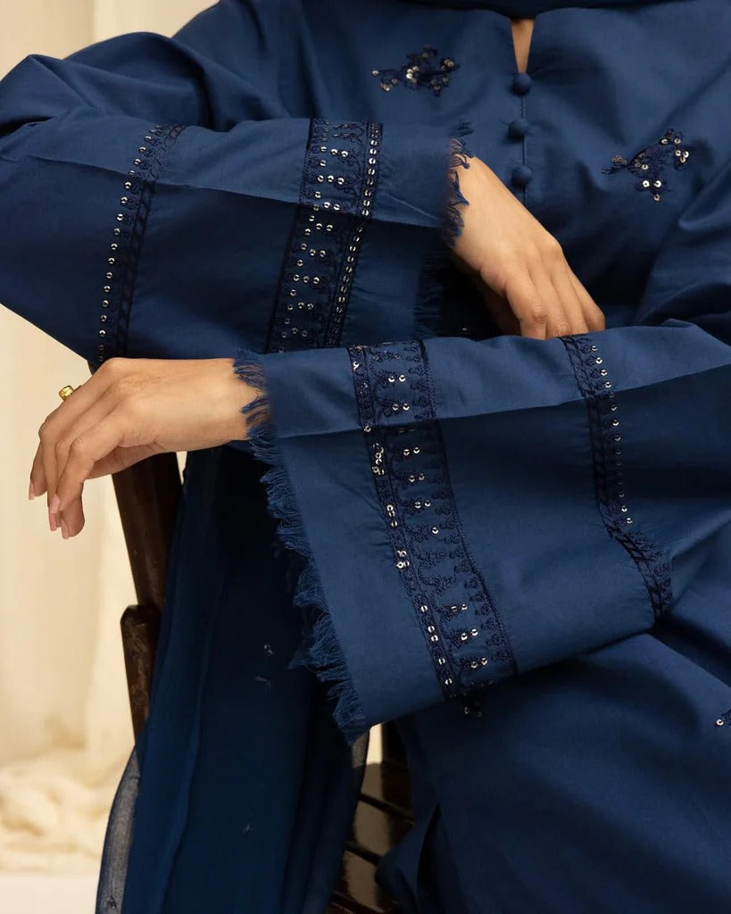 Stitched Embroidered 3-Pc Outfit | Moonlit Sky