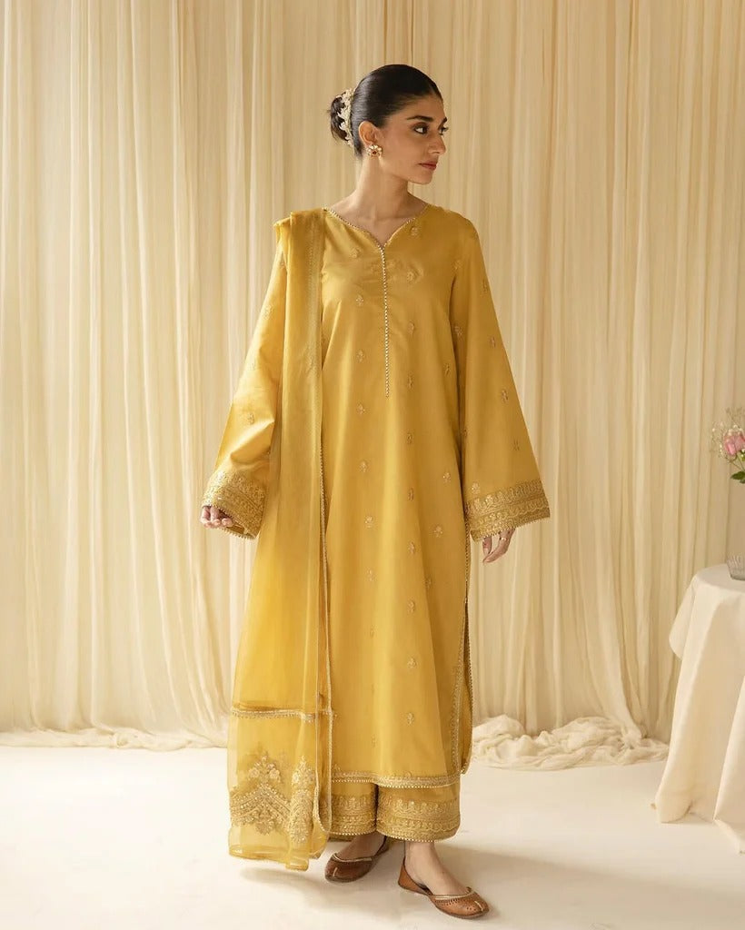 Chic 3-Piece Stitched Embroidered Outfit | Golden Ember