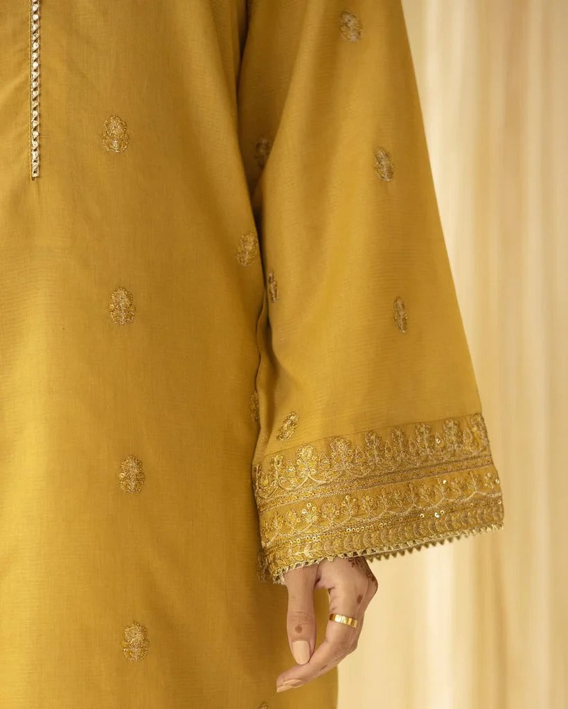 Chic 3-Piece Stitched Embroidered Outfit | Golden Ember