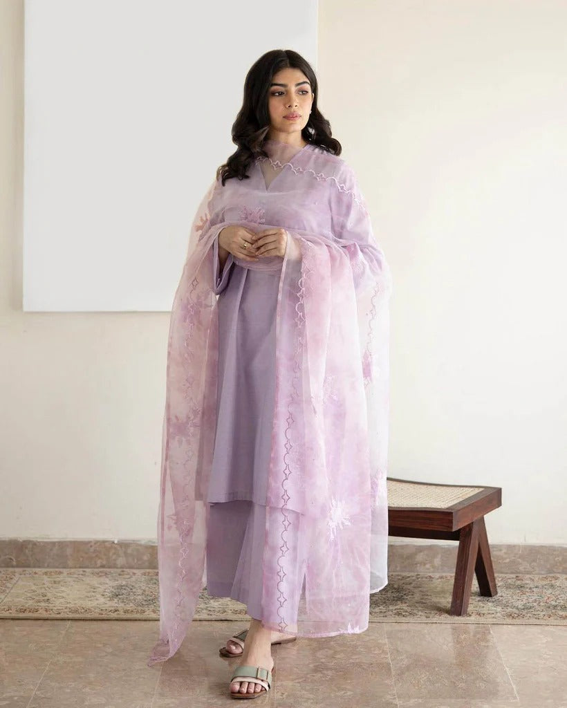 3-Pc Stitched Embroidered Outfit | Nooré