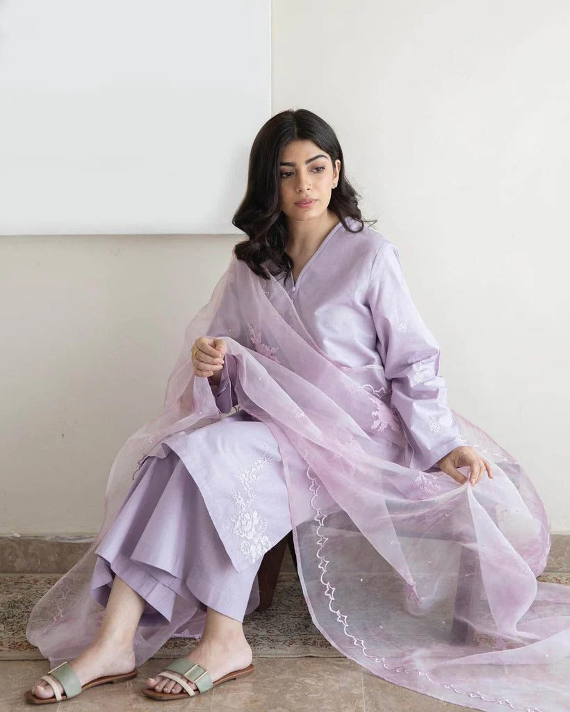 3-Pc Stitched Embroidered Outfit | Nooré