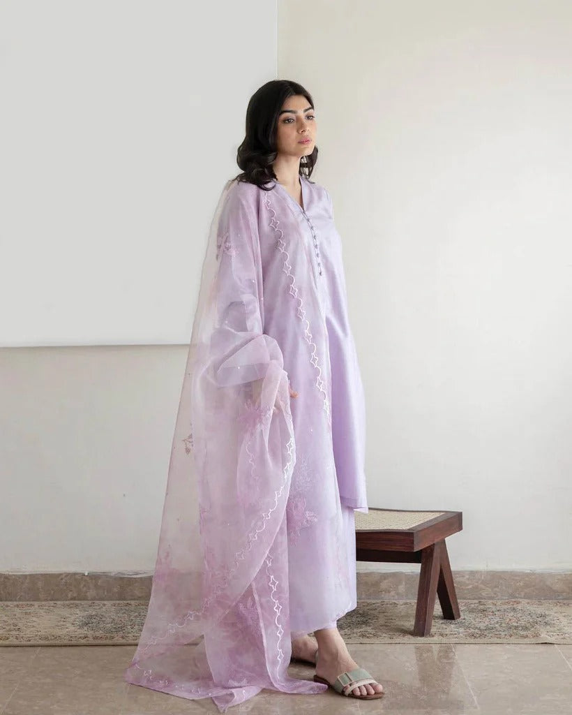 3-Pc Stitched Embroidered Outfit | Nooré