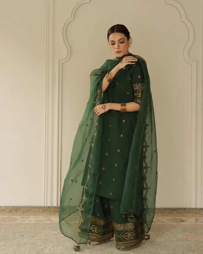 Elegant 3-Pc Ready-to-Wear Embroidered Outfit | Lyra