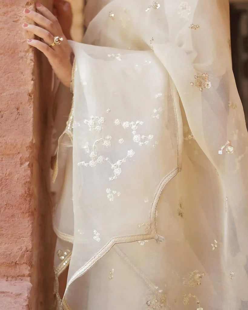 Stitched 3-Pc Embroidered Ensemble | Pearl Mist